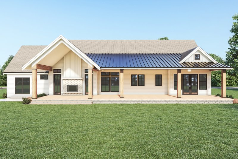 Dream House Plan - Exterior - Rear Elevation 1 for Farmhouse House Plan #1070-129 - 4 bed, 3.5 bath