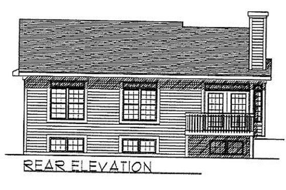 Exterior - Rear Elevation for Traditional House Plan #70-105 - 2 bed, 2 bath