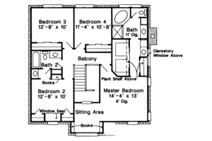 Floor Plan - Upper Floor for European House Plan #410-367 - 4 bed, 2.5 bath