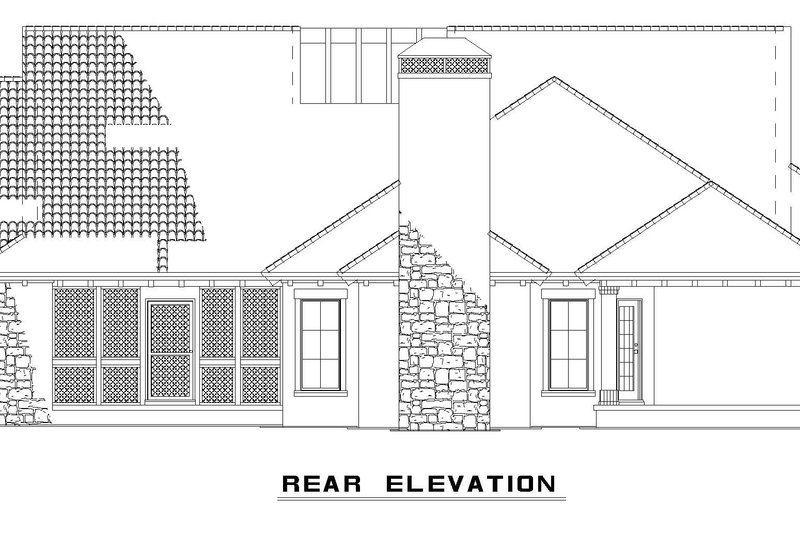 House Blueprint - Exterior - Rear Elevation for European House Plan #17-208 - 4 bed, 3 bath