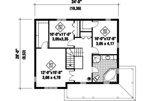 Floor Plan - Upper Floor for Country House Plan #25-4412 - 3 bed, 1 bath