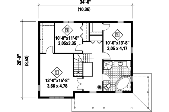 Floor Plan - Upper Floor for Country House Plan #25-4412 - 3 bed, 1 bath