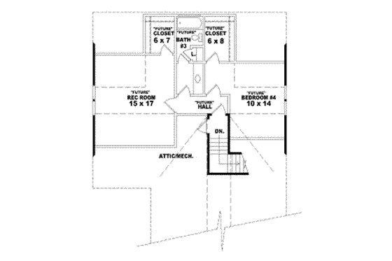 Floor Plan - Upper Floor for Bungalow House Plan #81-1185 - 3 bed, 2 bath
