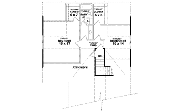 Floor Plan - Upper Floor for Bungalow House Plan #81-1185 - 3 bed, 2 bath