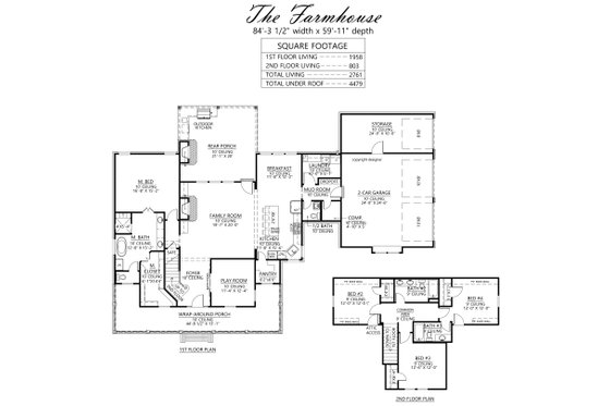 Floor Plan - Main Floor for Farmhouse House Plan #1074-89 - 4 bed, 3.5 bath
