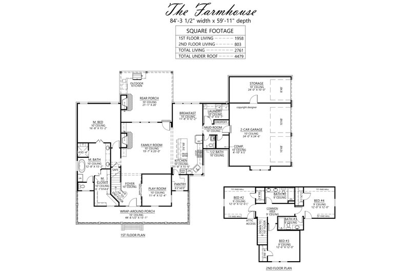 Home Plan - Floor Plan - Main Floor for Farmhouse House Plan #1074-89 - 4 bed, 3.5 bath