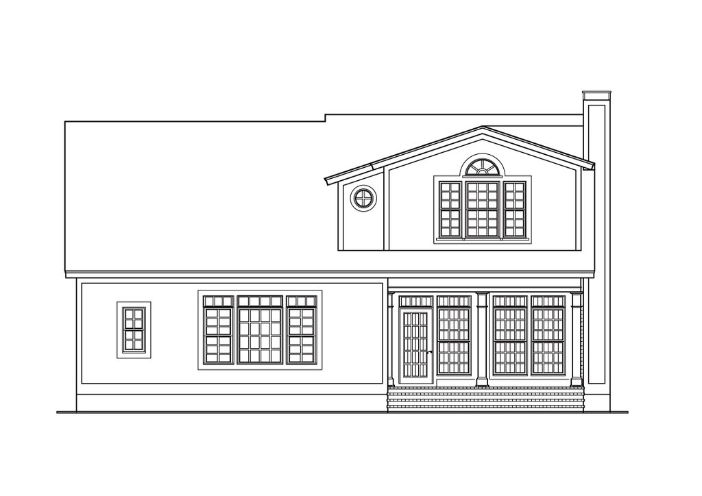 Exterior - Rear Elevation for Southern House Plan #406-277 - 3 bed, 3 bath
