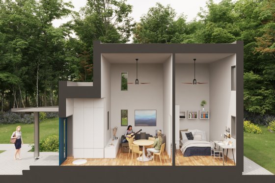 Exterior - Front Elevation for Modern House Plan #905-7 - 1 bed, 1 bath