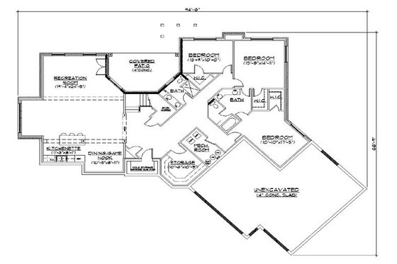 Floor Plan - Lower Floor for European House Plan #5-296 - 5 bed, 4.5 bath