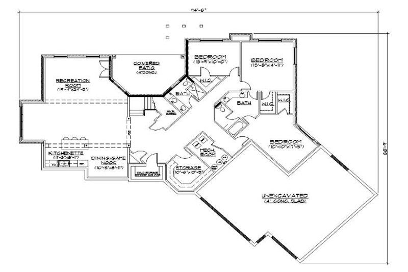 Dream House Plan - Floor Plan - Lower Floor for European House Plan #5-296 - 5 bed, 4.5 bath