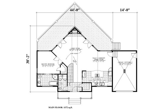 Floor Plan - Main Floor for Cabin House Plan #138-349 - 3 bed, 2.5 bath