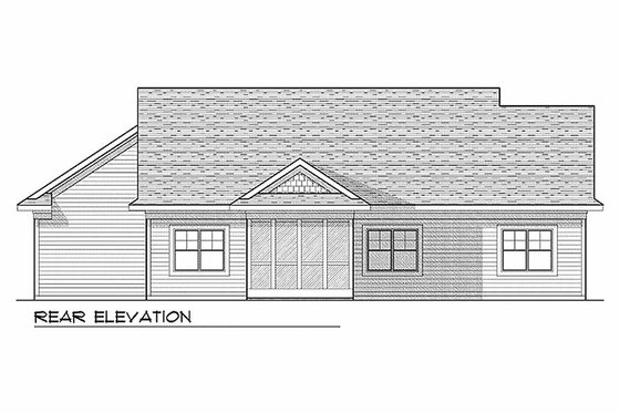 Exterior - Rear Elevation for Craftsman House Plan #70-927 - 2 bed, 2 bath