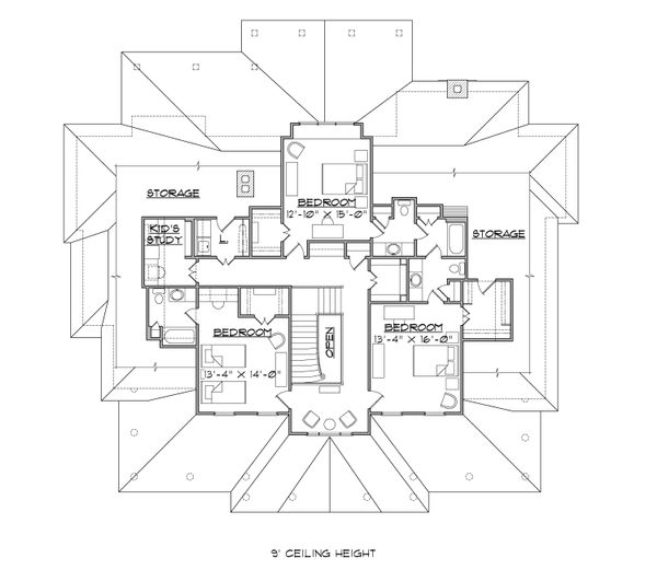 Home Plan - Colonial Floor Plan - Upper Floor Plan #1054-29