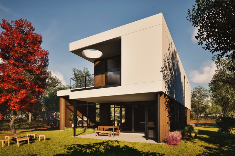 Dream House Plan - Exterior - Rear Elevation 1 for Modern House Plan #80-226 - 3 bed, 2.5 bath