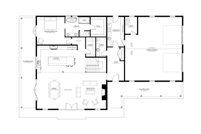 Home Plan - Floor Plan - Main Floor for Barndominium House Plan #1114-56 - 4 bed, 3 bath