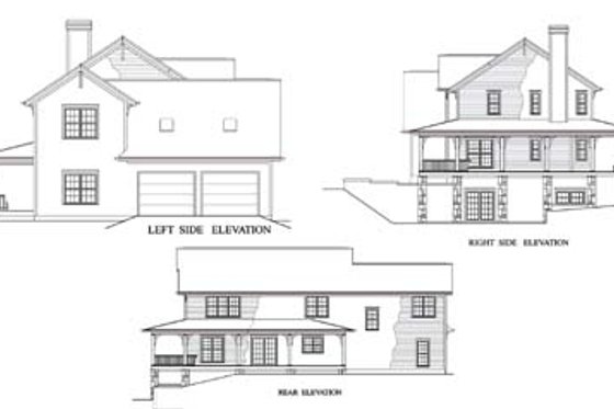 Exterior - Rear Elevation for Country House Plan #71-137 - 3 bed, 3.5 bath
