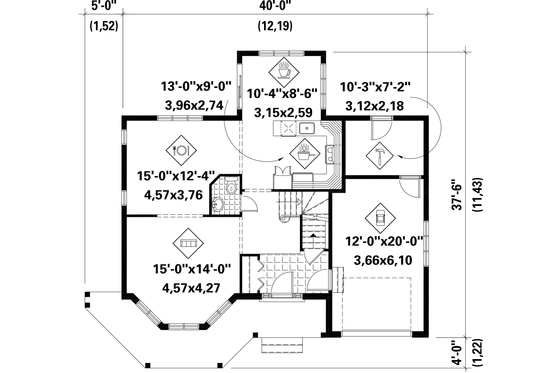 Floor Plan - Main Floor for Victorian House Plan #25-4762 - 3 bed, 1 bath