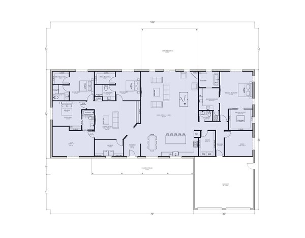 Barndominium Floor Plan - Main Floor Plan #1107-18