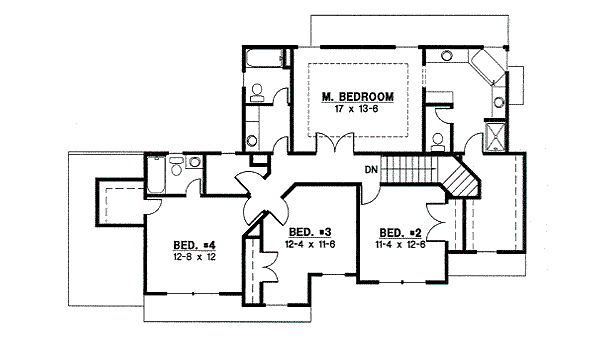 Traditional Floor Plan - Upper Floor Plan #67-783