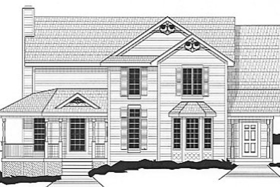 Exterior - Front Elevation for Country House Plan #67-391 - 4 bed, 3.5 bath