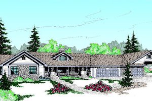 Ranch Exterior - Front Elevation Plan #60-205