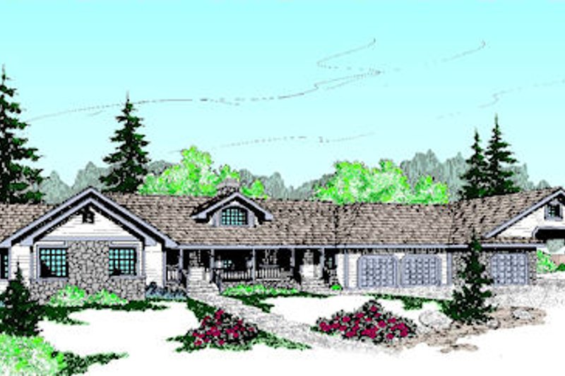 Architectural House Design - Ranch Exterior - Front Elevation Plan #60-205