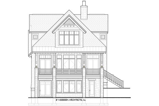 Exterior - Rear Elevation 2 for Traditional House Plan #928-11 - 4 bed, 3.5 bath