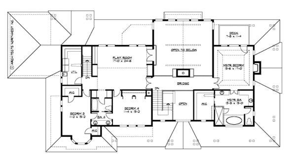 Craftsman Floor Plan - Upper Floor Plan #132-213