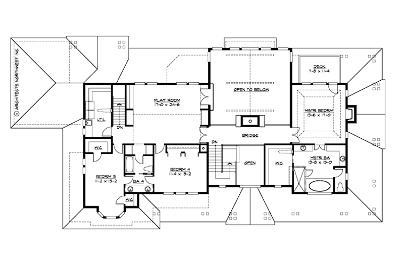 House Plan Design - Floor Plan - Upper Floor for Craftsman House Plan #132-213 - 4 bed, 3.5 bath