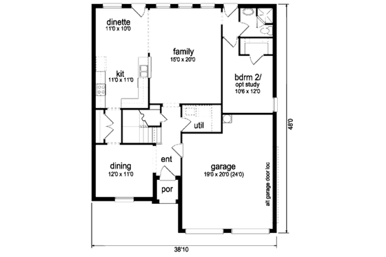 Floor Plan - Main Floor for Traditional House Plan #84-390 - 5 bed, 3 bath