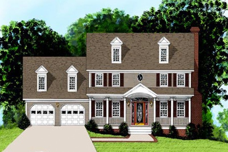 Architectural House Design - Colonial Exterior - Front Elevation Plan #56-146