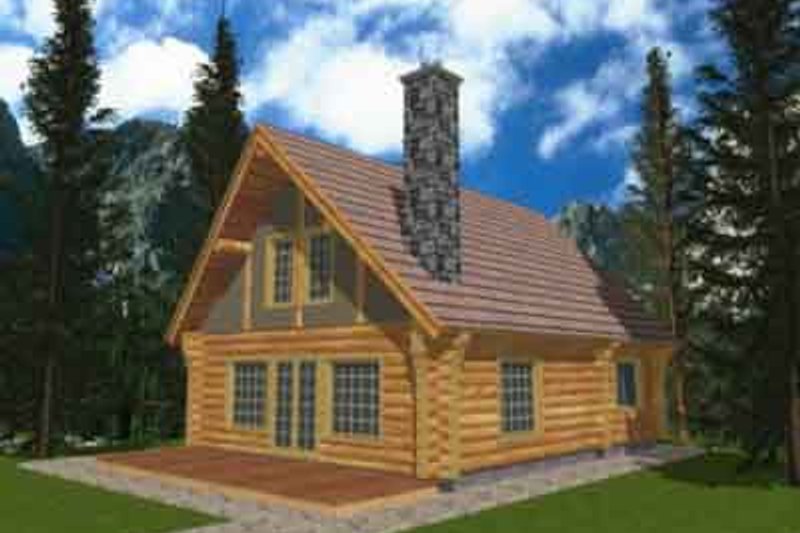 Log Style House Plan - 1 Beds 1 Baths 1040 Sq/Ft Plan #117-124