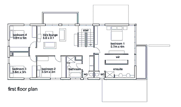 Modern Floor Plan - Upper Floor Plan #496-5