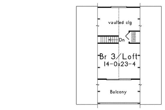 Floor Plan - Upper Floor for Cottage House Plan #57-479 - 3 bed, 1 bath