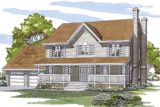 Exterior - Front Elevation for Country House Plan #47-293 - 4 bed, 2.5 bath