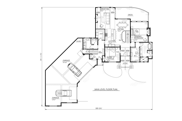 Architectural House Design - Floor Plan - Main Floor for Tudor House Plan #1122-20 - 2 bed, 2 bath