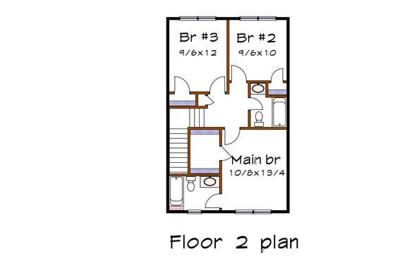 Floor Plan - Upper Floor for Farmhouse House Plan #79-257 - 3 bed, 2.5 bath