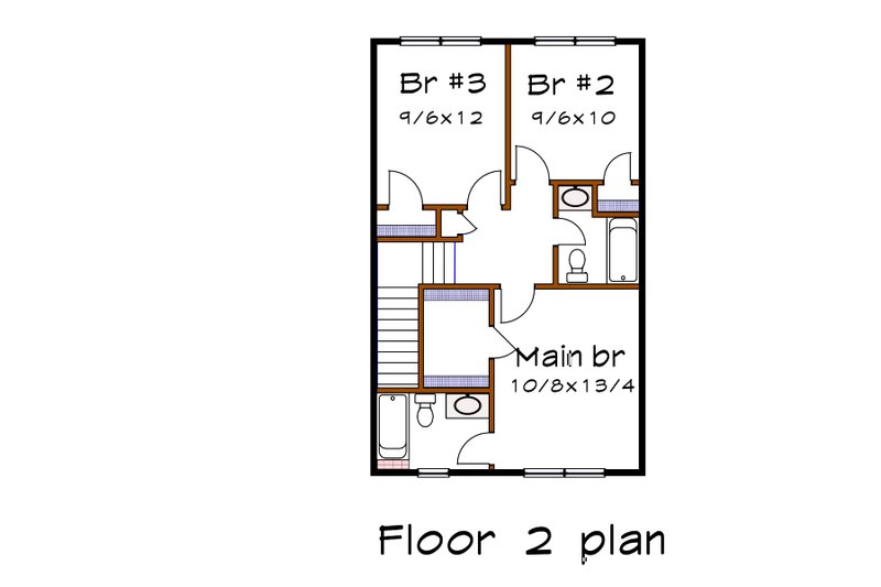 Architectural House Design - Floor Plan - Upper Floor for Farmhouse House Plan #79-257 - 3 bed, 2.5 bath