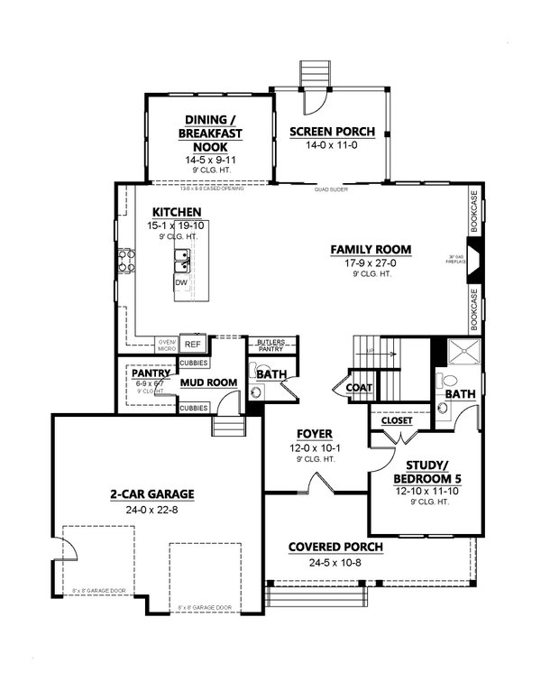 Traditional Floor Plan - Main Floor Plan #1080-2