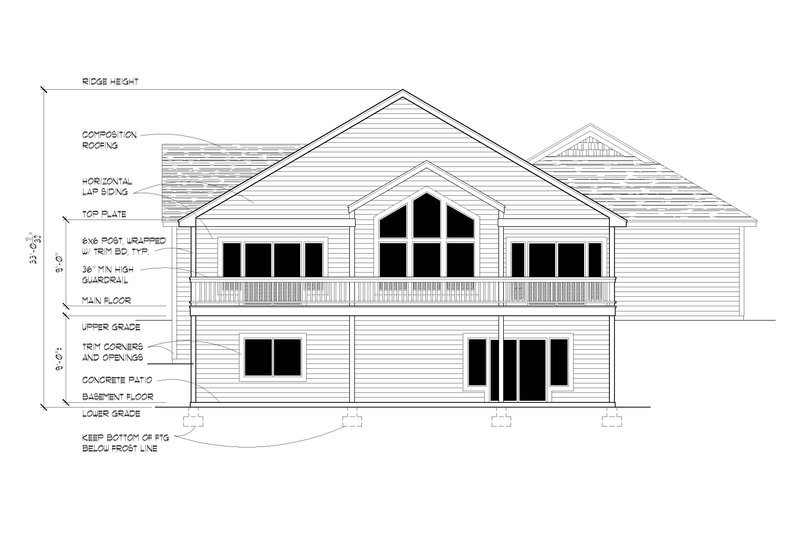 Home Plan - Exterior - Rear Elevation for Traditional House Plan #112-194 - 4 bed, 3 bath
