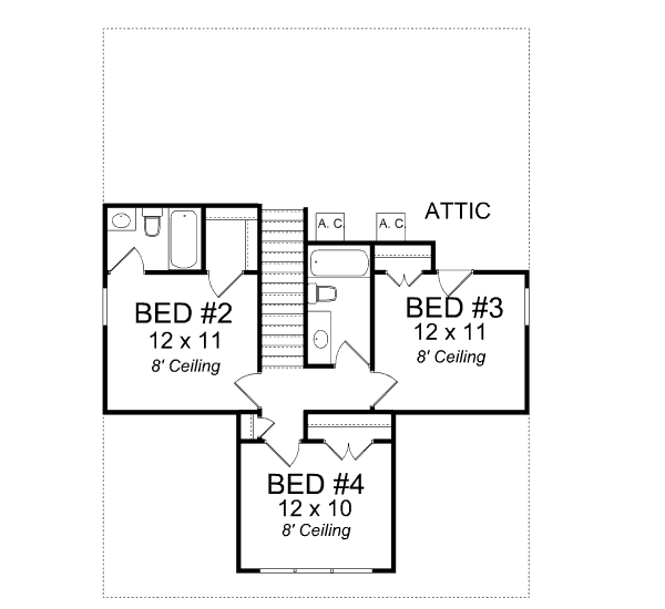 House Plan Design - Cottage Floor Plan - Upper Floor Plan #513-4