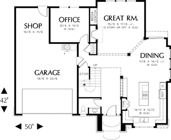 Home Plan - Craftsman Floor Plan - Main Floor Plan #48-236
