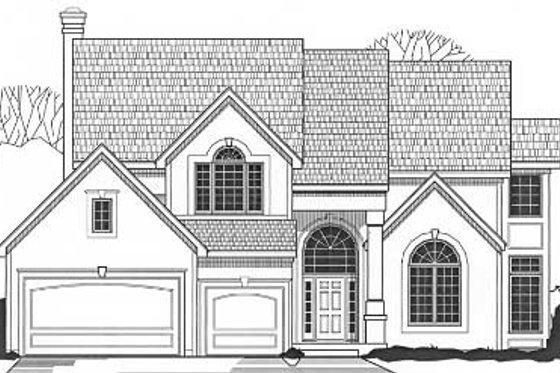 Exterior - Front Elevation for European House Plan #67-575 - 4 bed, 3.5 bath