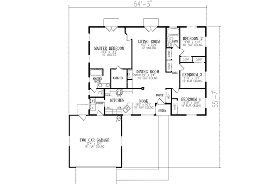 Floor Plan - Main Floor for Adobe / Southwestern House Plan #1-320 - 4 bed, 2 bath