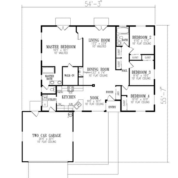 Adobe / Southwestern Floor Plan - Main Floor Plan #1-320