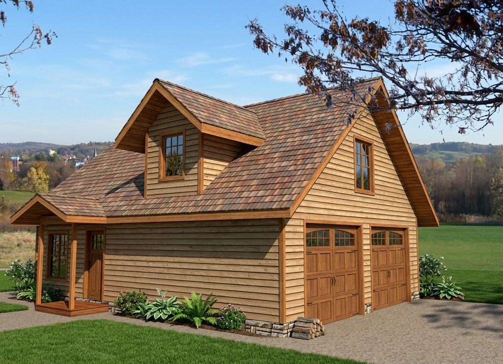 Exterior - Front Elevation 2 for Farmhouse House Plan #117-247 - 2 bed, 2 bath