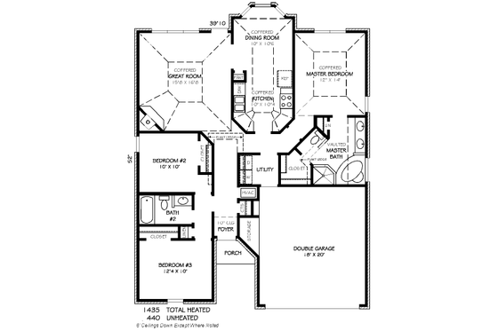 Floor Plan - Main Floor for Traditional House Plan #424-162 - 3 bed, 2 bath