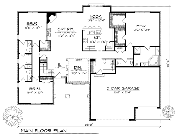 Home Plan - Traditional Floor Plan - Main Floor Plan #70-384