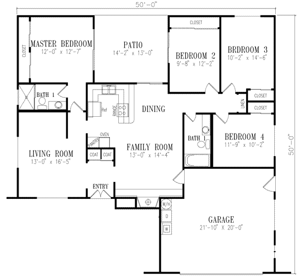 Ranch Floor Plan - Main Floor Plan #1-279