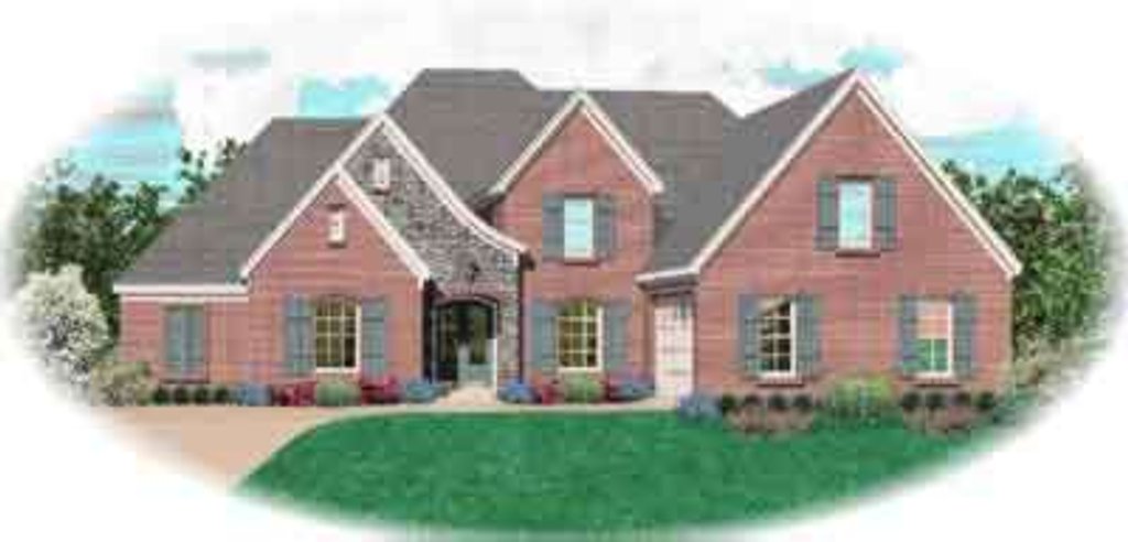 Exterior - Front Elevation 2 for European House Plan #81-612 - 4 bed, 3 bath